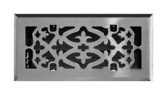 Tru Aire 2 in. H X 12 in. W 1-Way Satin Silver Steel Floor Diffuser