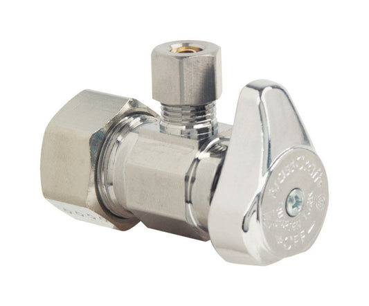 BrassCraft 1/2 in. Compression outlets X 1/4 in. Compression Brass Angle Stop Valve