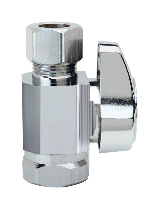 BrassCraft 3/8 in. FIP outlets Compression Brass Straight Stop Valve