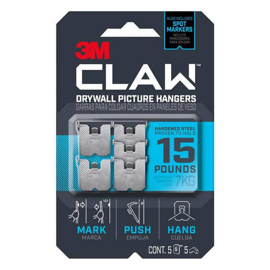 3M Claw Silver Drywall Picture Hanger 15 lb 5 pk