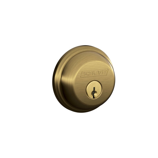 Schlage B-Series Antique Brass Brass Single Cylinder Deadbolt