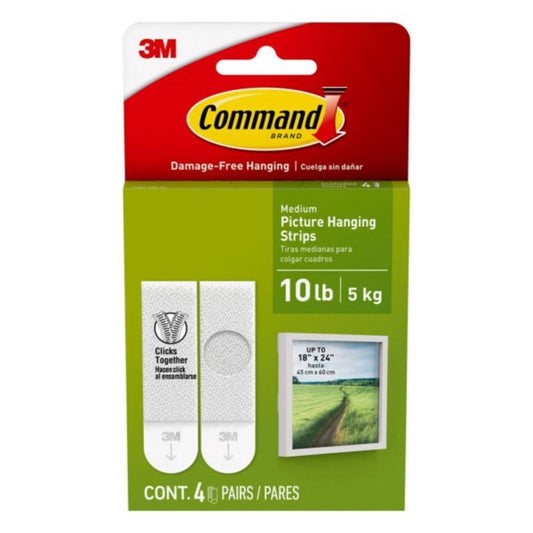 3M Command White Medium Picture Hanging Strips 12 lb 4 pk