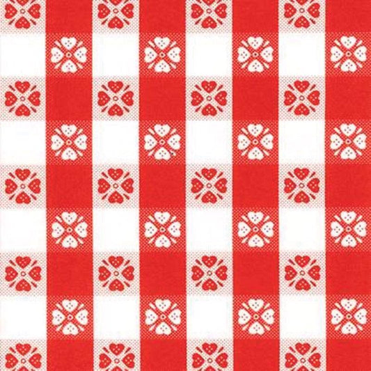 Con-Tact 15 yd L X 54 in. W Red/White Plaid Non-Adhesive Flannel Back Vinyl Tablecloth