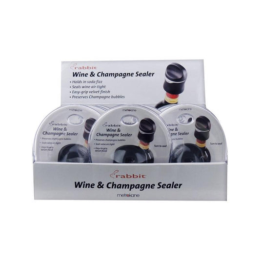 Rabbit Black Rubber/Stainless Steel Wine and Champagne Sealer