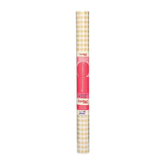 Con-Tact Creative Coverings 9 ft. L X 18 in. W Khaki Plaid Self-Adhesive Shelf Liner