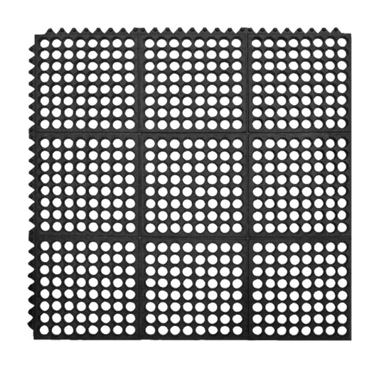 Multy Home 3 ft. W X 3 ft. L Black Flow-Through Polyester/Vinyl Anti-Fatigue Mat
