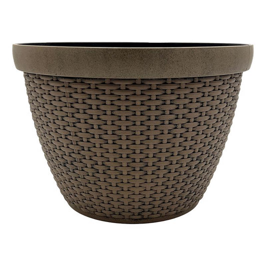 Classic Home & Garden 9.84 in. H X 13.78 in. D Plastic Jake - Teak Planter Brown