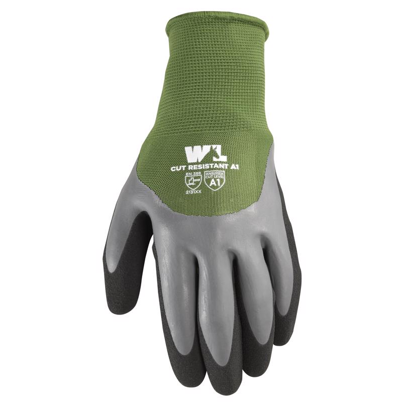 Wells Lamont Men's Indoor/Outdoor Latex Palm Dipped Gloves Gray/Green L 1 pair