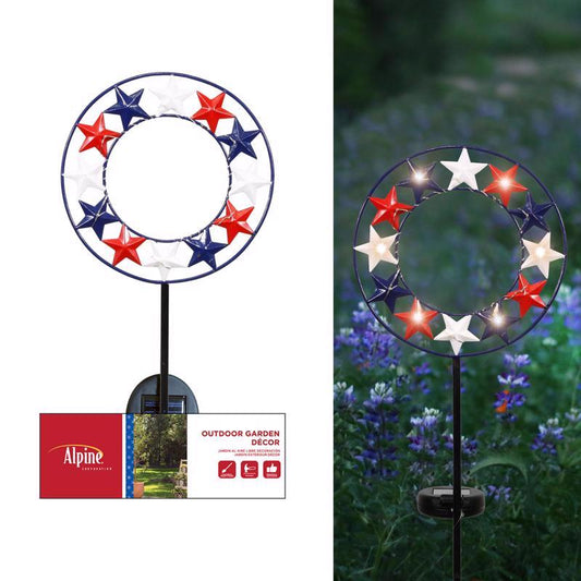 Alpine Multicolored Metal 35 in. H X 8 in. L X 1 in. W Star Solar Garden Stake