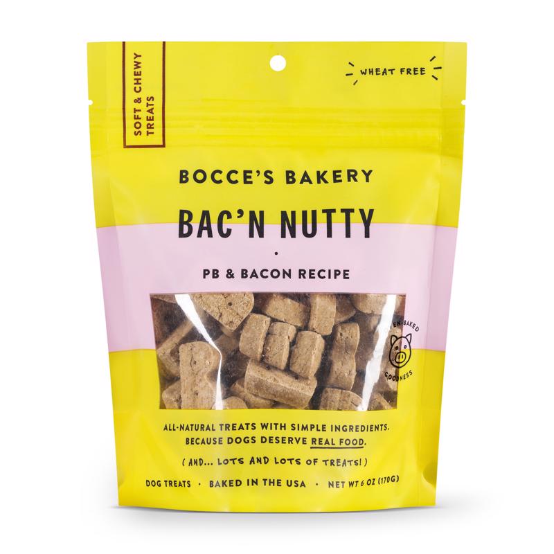Bocce's Bac N' Nutty PB and Bacon Chews For Dogs 6 oz