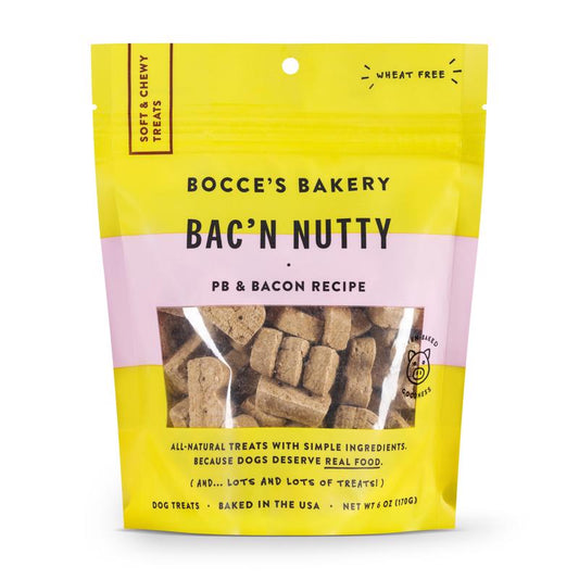 Bocce's Bac N' Nutty PB and Bacon Chews For Dogs 6 oz