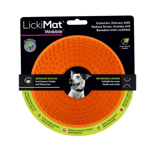 LickiMat Wobble Orange Rubber Slow Feeder For Dogs
