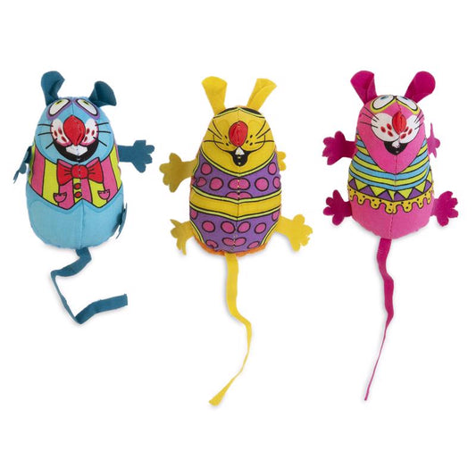 Fat Cat Assorted Plush Eeeks Cat Toy 3 pk