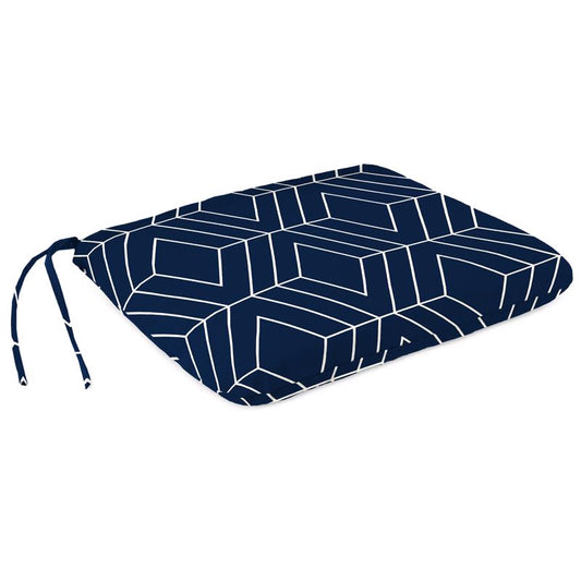 Jordan Manufacturing Navy Blue/White Polyester Seat Pad 15.5 in. H X 17 in. L