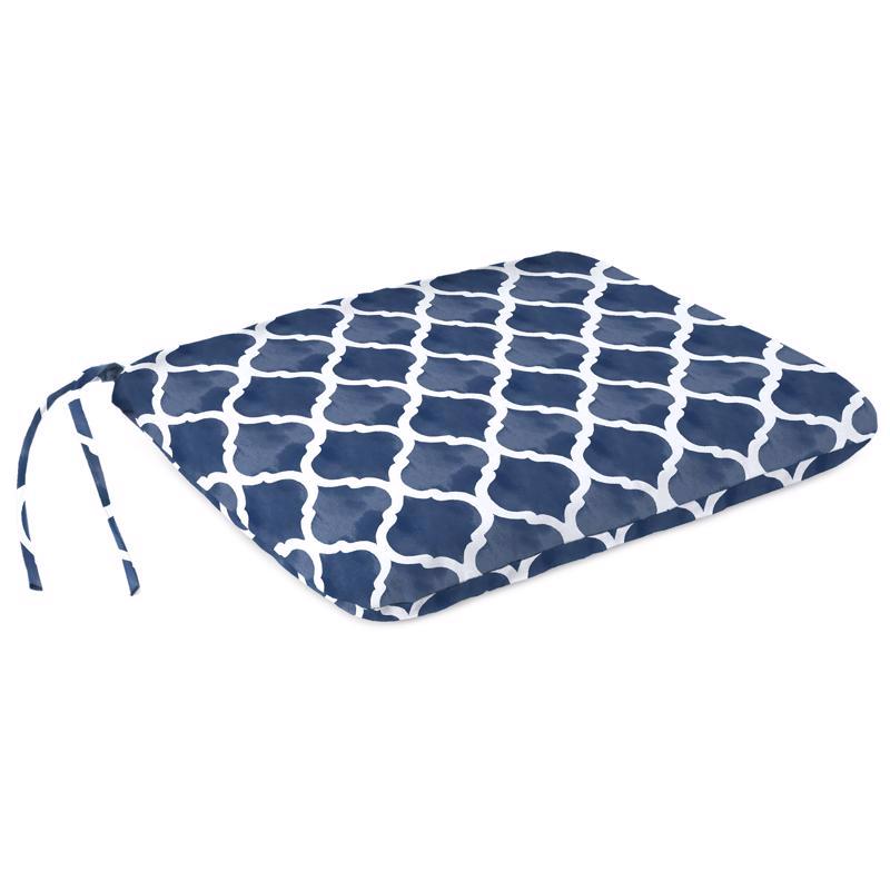 Jordan Manufacturing Navy Blue/White Polyester Seat Pad 2.5 in. H X 15.5 in. W X 17 in. L