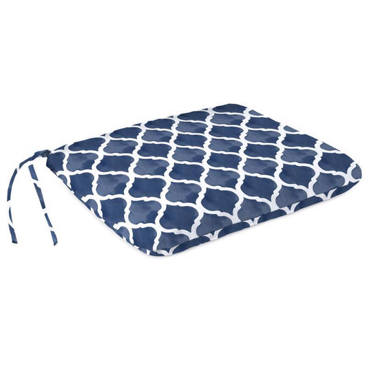 Jordan Manufacturing Navy Blue/White Polyester Seat Pad 2.5 in. H X 15.5 in. W X 17 in. L