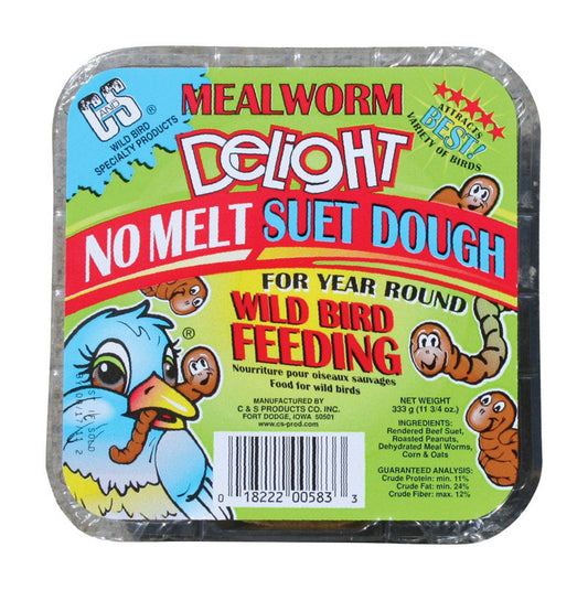 C&S Products Mealworm Delight Assorted Species Beef Suet Wild Bird Food 11.75 oz