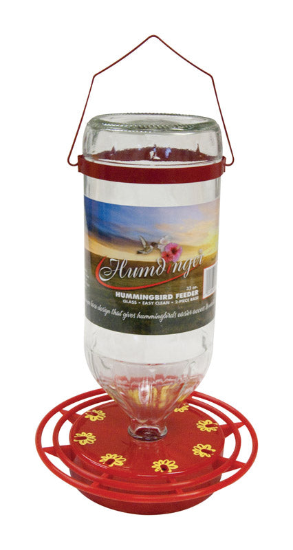Humdinger Hummingbird 32 oz Glass Bottle Nectar Bird Feeder 8 ports
