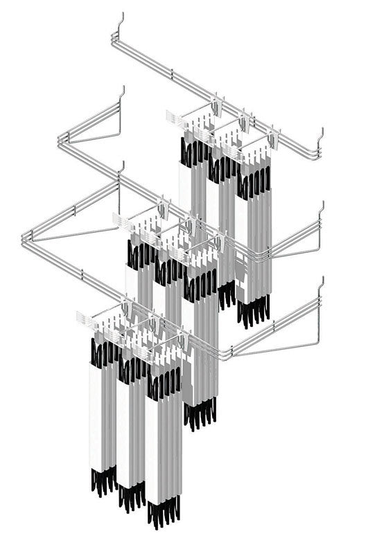 1 in. H X 33 in. W X 9 in. D Silver Metal Waterfall Peg Organizer Rack