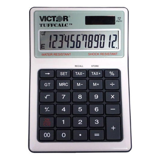 Victor Tuffcalc Silver 12 digit Solar Powered Deluxe Desktop Calculator