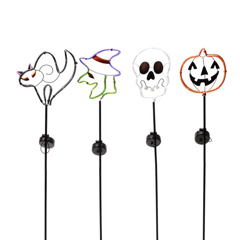 Alpine Assorted Metal 23.3 in. H X 8 in. L X 1 in. W Halloween Solar Garden Stake