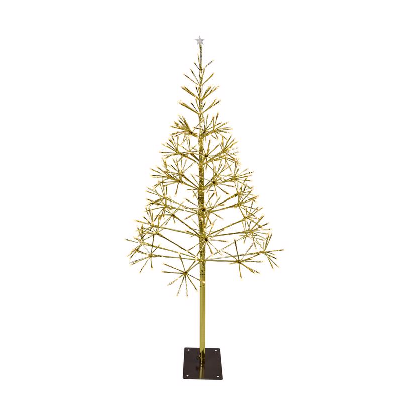 Celebrations Platinum LED Warm White Shimmering Tree 4.5 ft. Pathway Decor