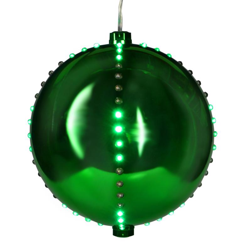 Celebrations Platinum LED Green Lighted Ornament 6 in. Hanging Decor