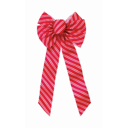 Holiday Trims Red/White Striped Christmas Bow 26 in.