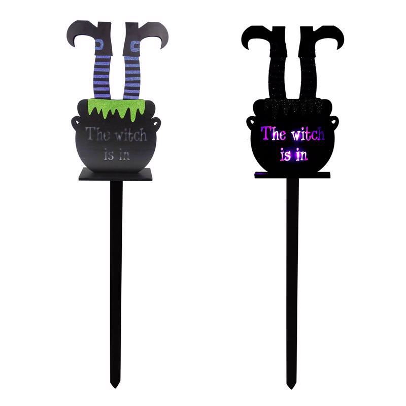 Alpine 36 in. LED Prelit Witch Legs Light Stake Yard Decor