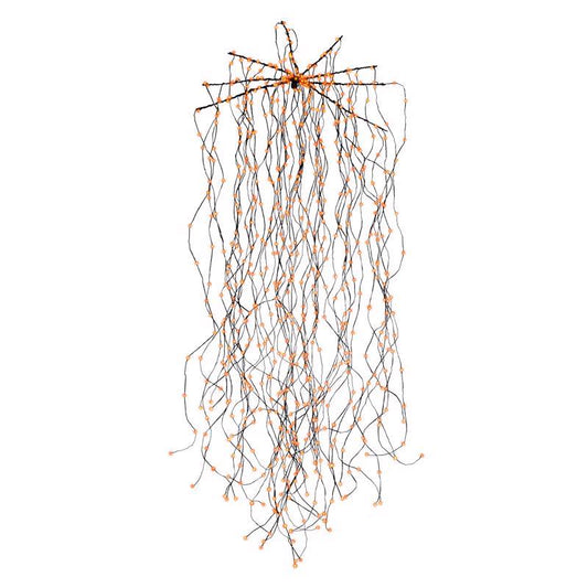 Celebrations Orange 450 ct 4.9 in. LED Prelit Big Seed Waterfall Light Hanging Decor