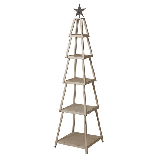 66 in. H X 18 in. W X 18 in. D Beige Faux Wood Christmas Display
