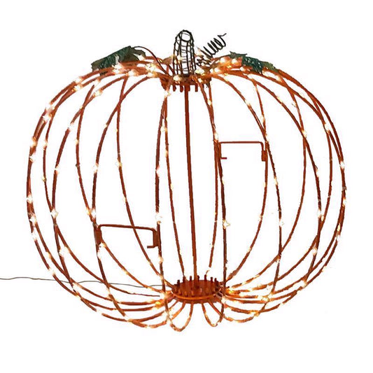 Celebrations White 216 ct 14 in. LED Prelit Foldable Pumpkin Halloween Decor