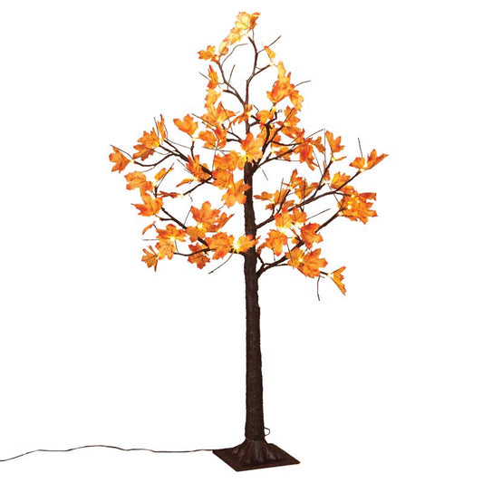 Gerson Warm White 48 ct 4 ft. LED Prelit Maple Leaf Lighted Tree Halloween Decor