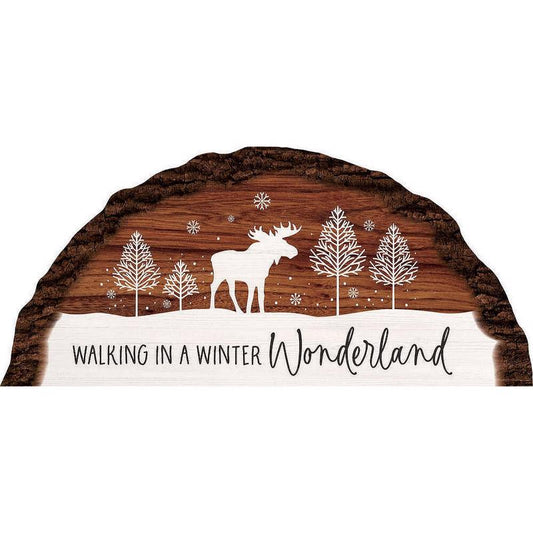 P Graham Dunn Brown/White Walking in a Winter Wonderland Table Decor 5 in.