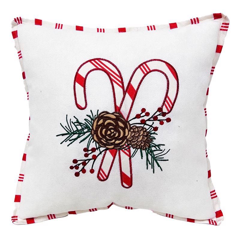 Celebrations Home White Candy Cane Pillow 16 in.