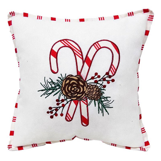 Celebrations Home White Candy Cane Pillow 16 in.