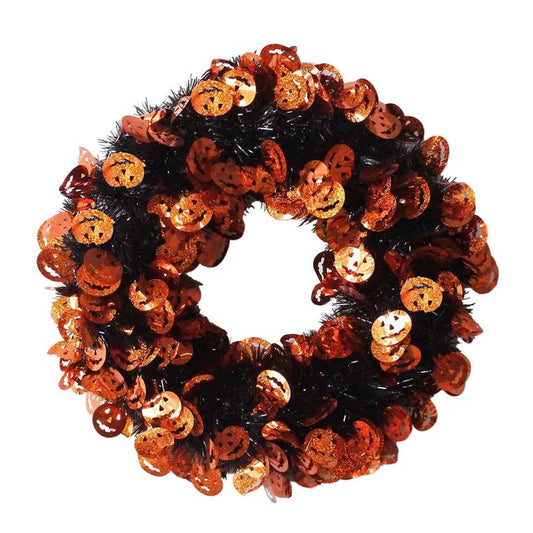 FC Young 17 in. 2 Assorted Designs- Tinsel Pumpkin/Bat Wreath