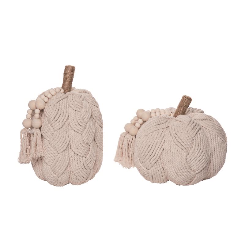 Transpac 10 in. Rope Braided Pumpkin Halloween Decor