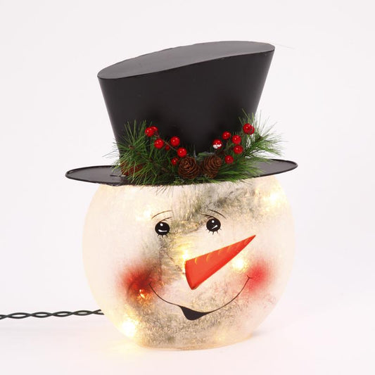 Gerson Multicolored Glass Snowman Table Decor 11 in.