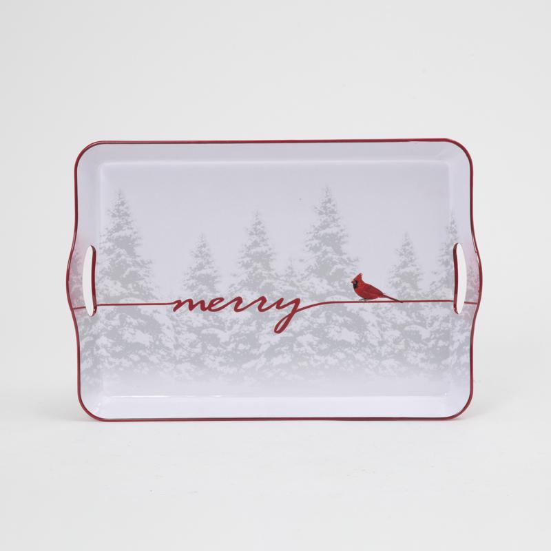Gerson White Merry Cardinal Tray