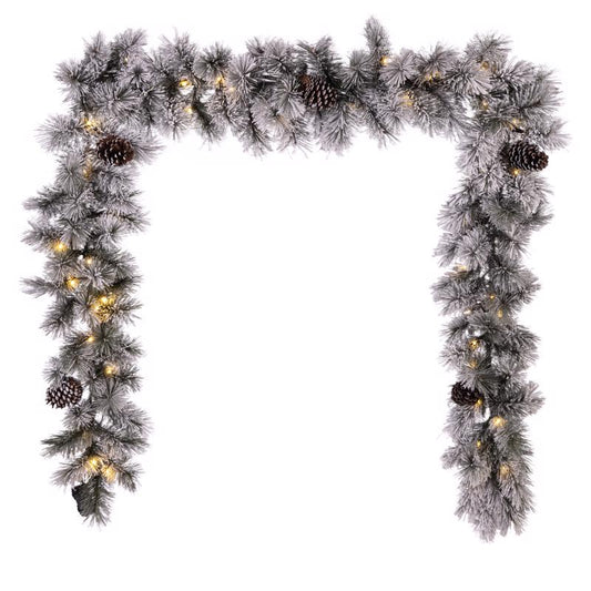 Celebrations Home 12 in. D X 9 ft. L LED Prelit Multicolored Snowy Scotch Pine Garland