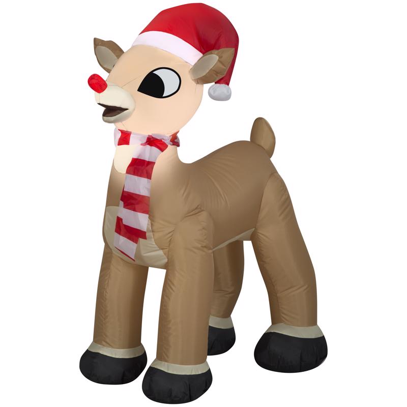 Rudolph Airblown Christmas Inflatable Rudolph the Red-Nosed Reindeer in Santa Hat and Scarf 42 in. I