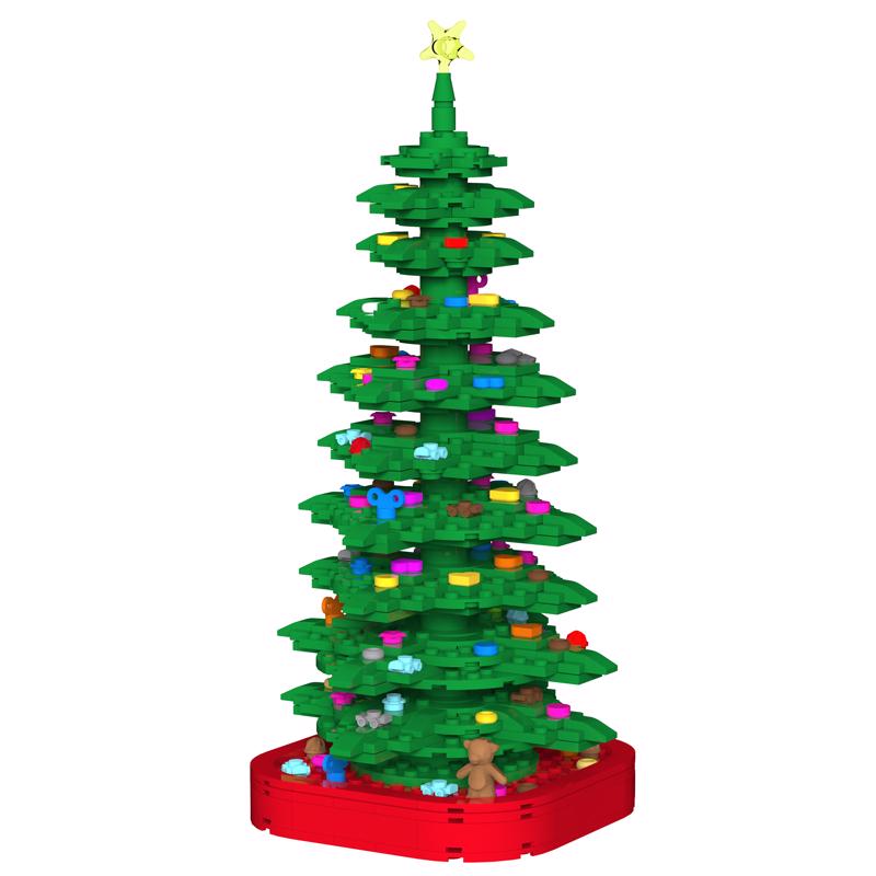 NovaBrix Christmas Tree Block Set Green/Red 609 pc