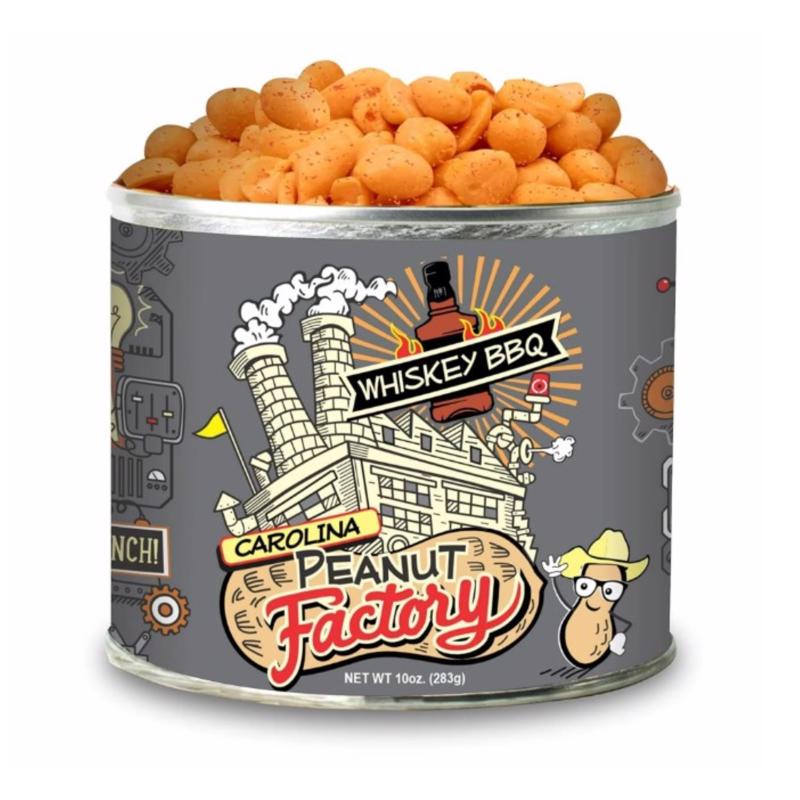 1 in 6 Snacks Carolina Peanut Factory Whiskey BBQ Peanuts 10 oz Can