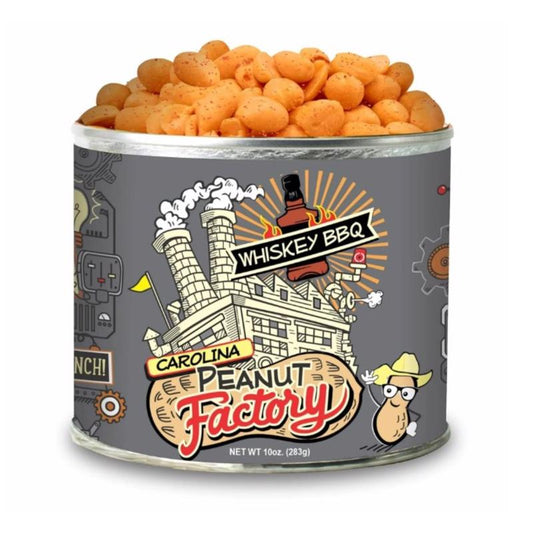 1 in 6 Snacks Carolina Peanut Factory Whiskey BBQ Peanuts 10 oz Can