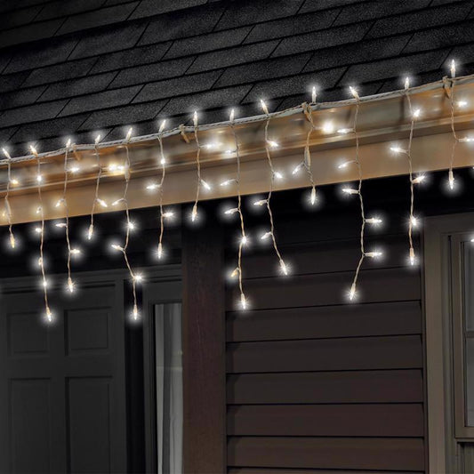 Celebrations Blue LED Mini Cool White 100 ct Icicle Christmas Lights 5.67 ft.