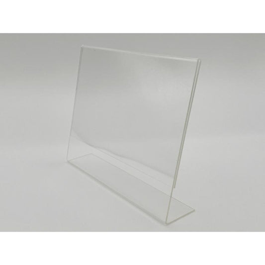 Clear Plastic Counter Slant Back Sign Holder 5-1/2 in. H X 1-7/16 in. W X 7-1/2 in. L